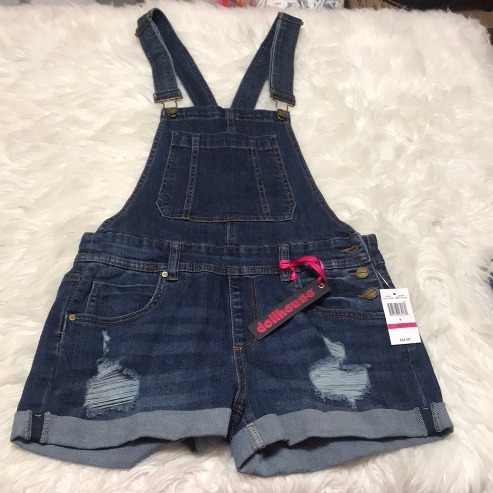 NWT Dollhouse Shortalls Denim Jean Shorts Sz 8 - Picture 14 of 14